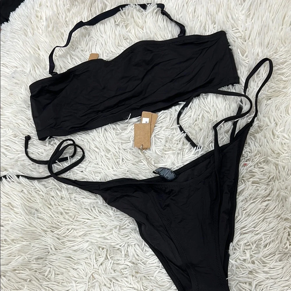 SKIMS SWIM BANDEAU BIKINI TOP and DIPPED TIE BOTTOM